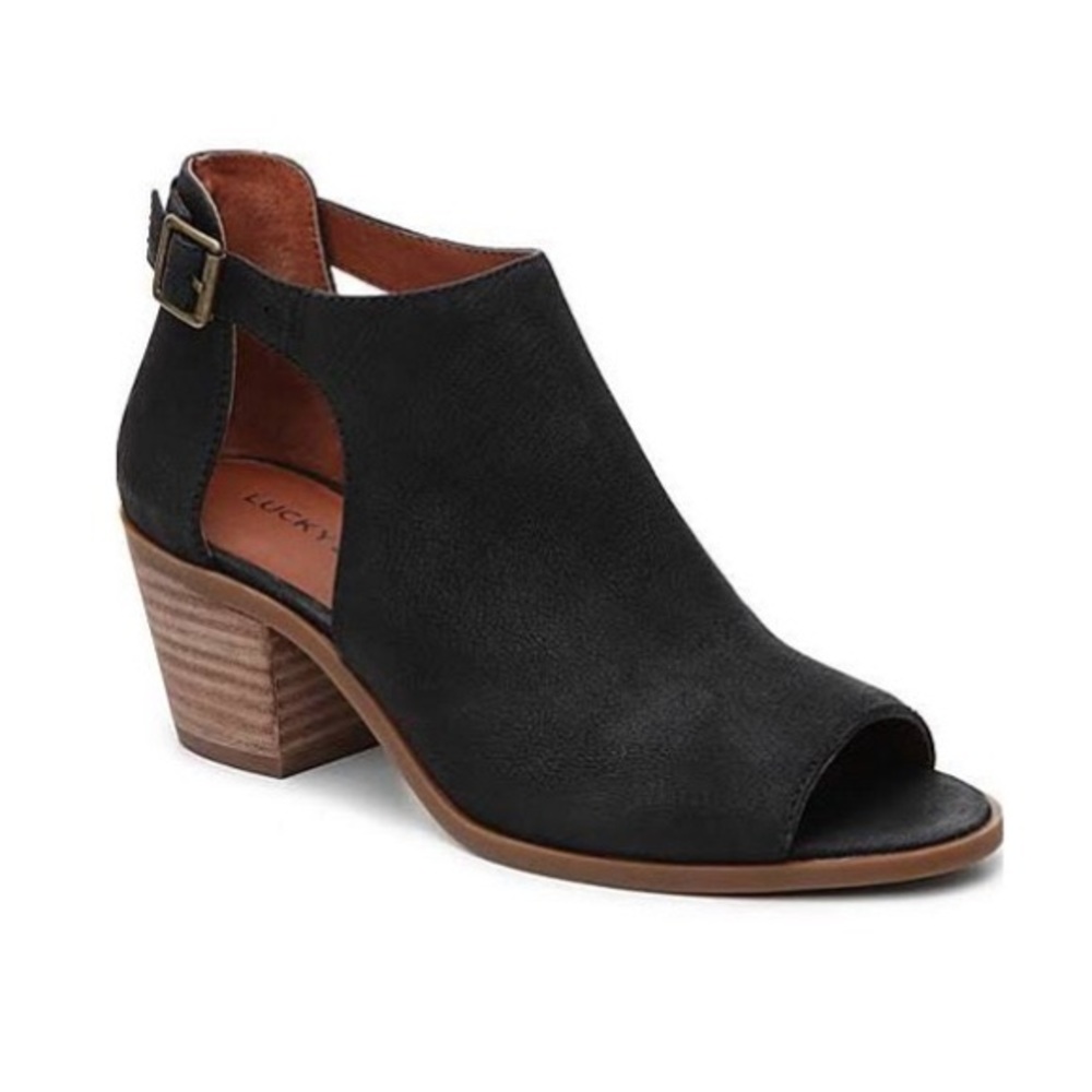 Lucky Brand suede peep toe bootie